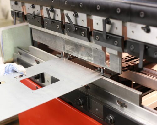 Sheet metal bending machine in Factory.